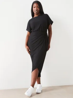 V by Very Curve Wrap Detail JerseyMidi Dress - Black