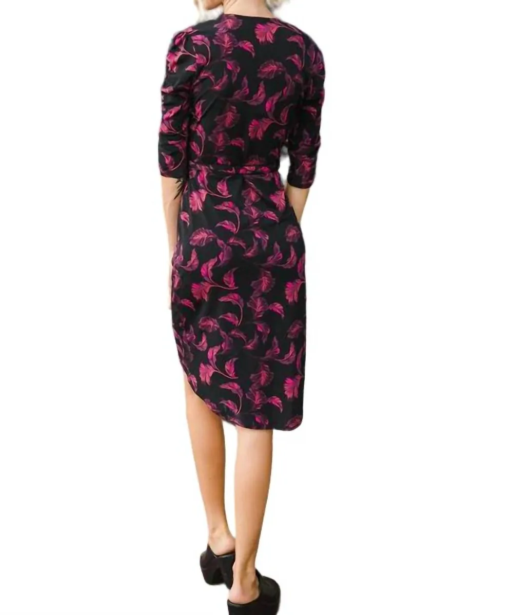 Veronica M - Feather Print Tulip Wrap Dress