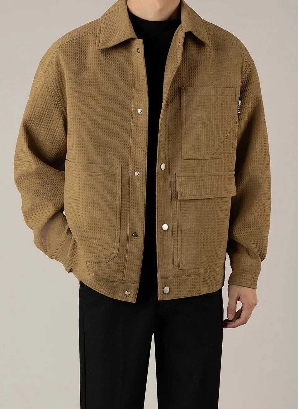 Waffle Texture Shirt Jacket