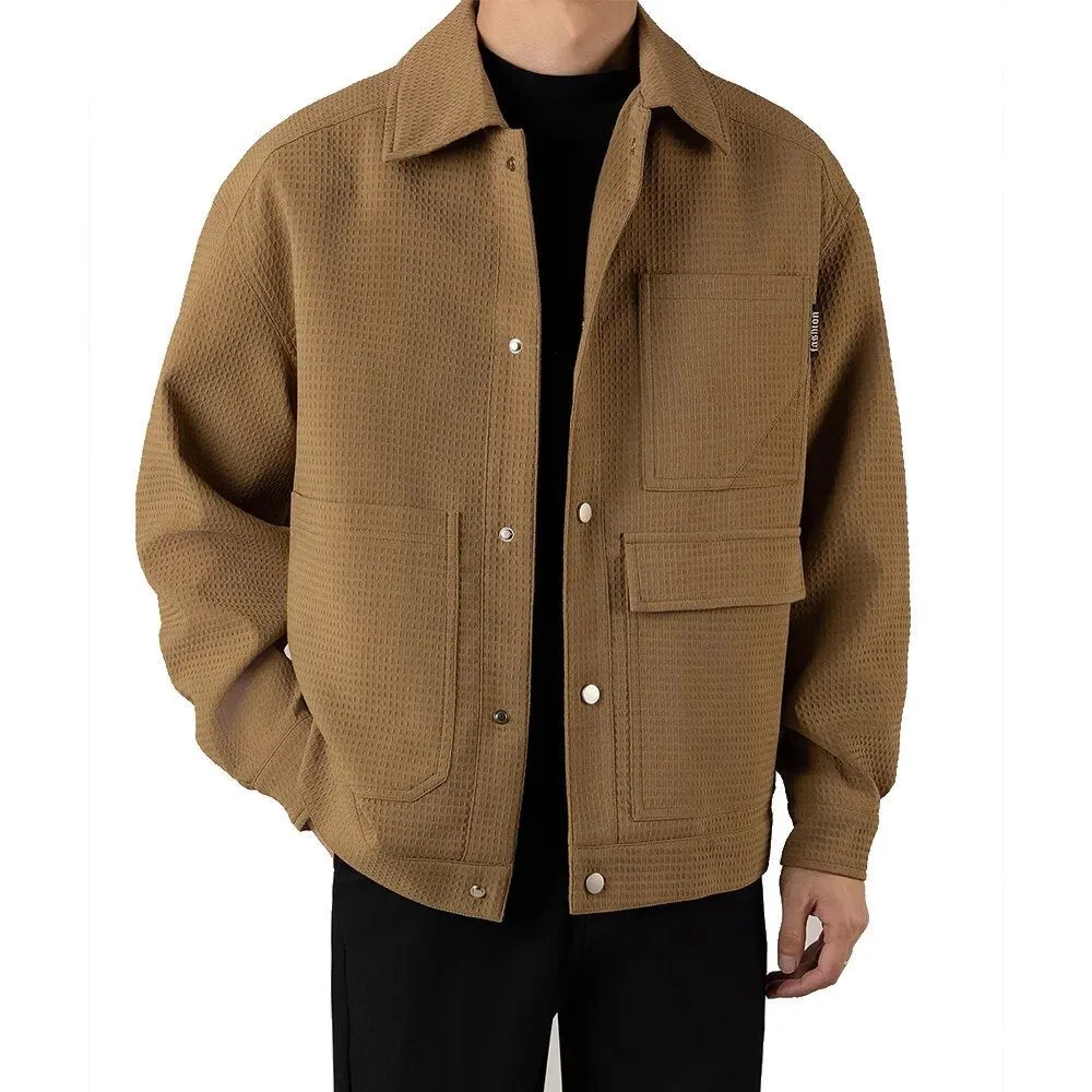 Waffle Texture Shirt Jacket