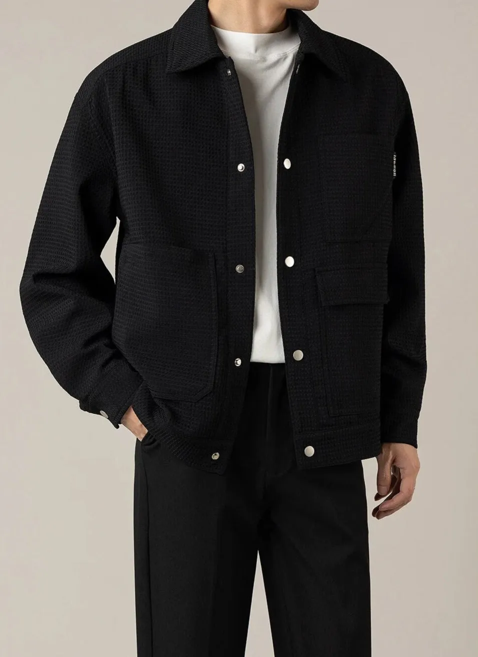 Waffle Texture Shirt Jacket