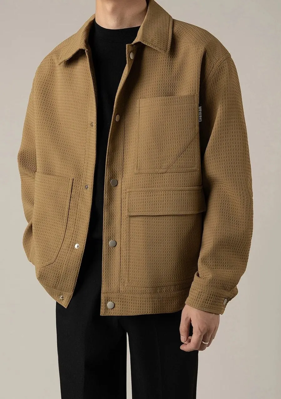 Waffle Texture Shirt Jacket