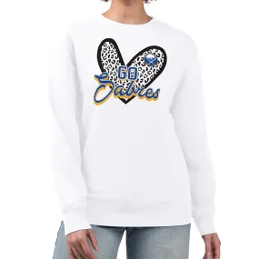 Women's Buffalo Sabres G-III 4Her by Carl Banks White Animal Print Heart Fleece Pullover Sweatshirt