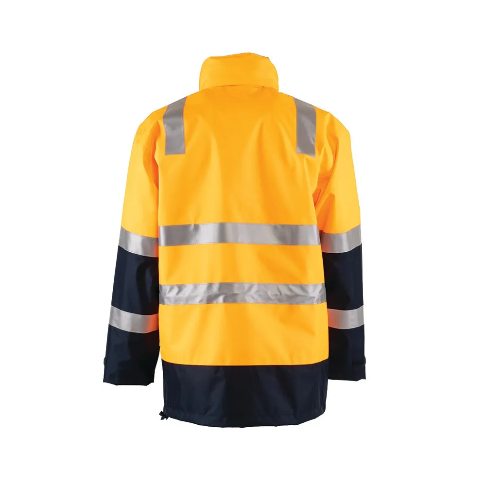 Workhorse MJA036 Men's Two-Tone High Visibility 4 in 1 Rail Jacket - Oxford Polyester - Orange/Navy - 2XS