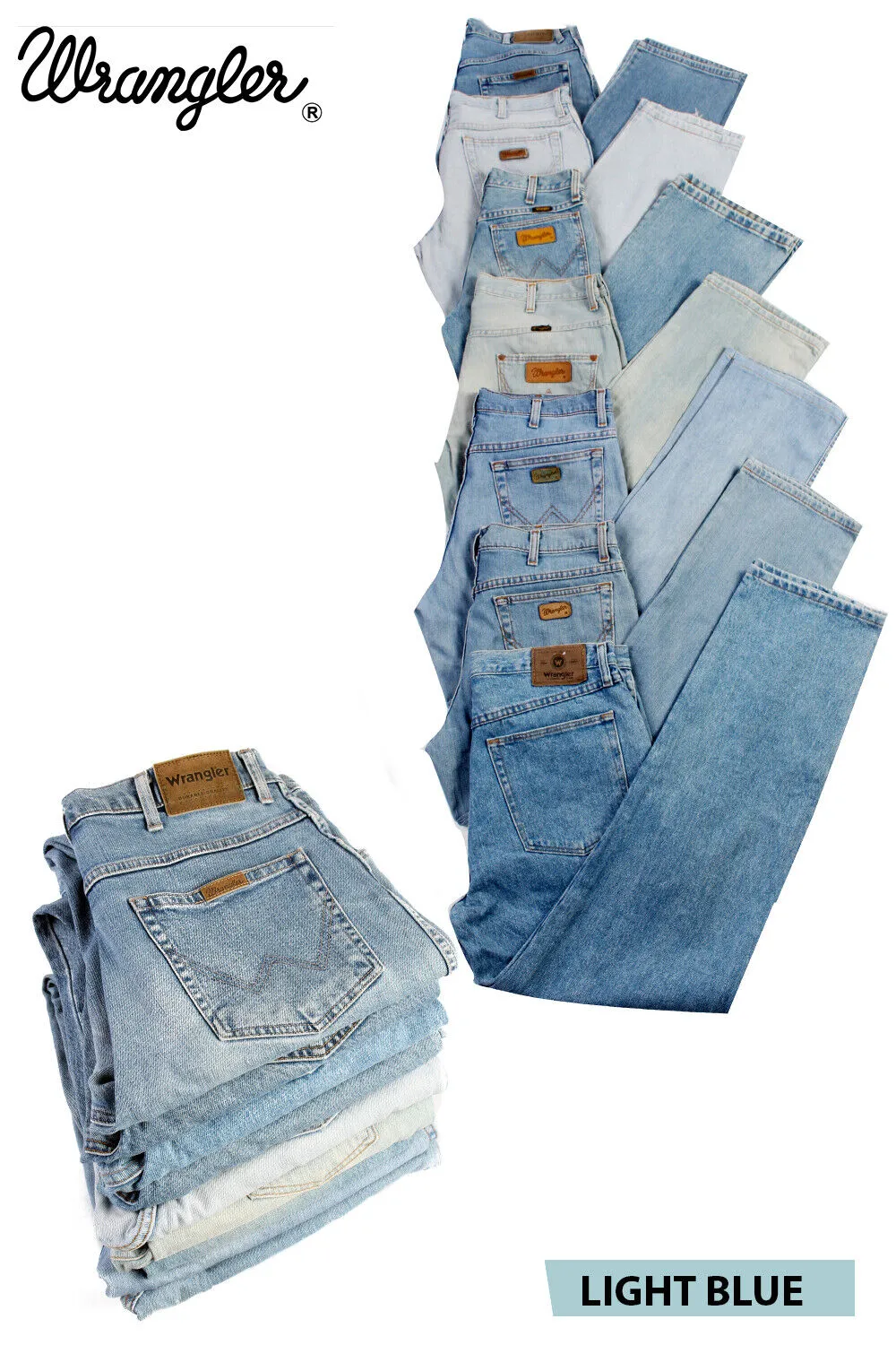 Wrangler Jeans Straight Regular Legs Vintage Grade A-Light Blue - Pepper Tree London