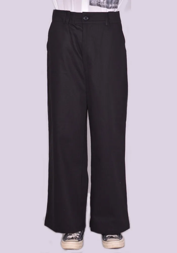 YUIKI SHIMOJI UNISEX HIGH WAIST WIDE PANTS BLACK