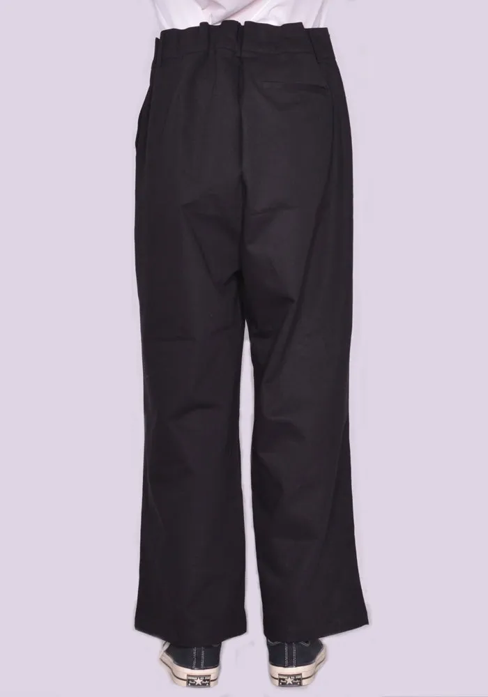 YUIKI SHIMOJI UNISEX HIGH WAIST WIDE PANTS BLACK