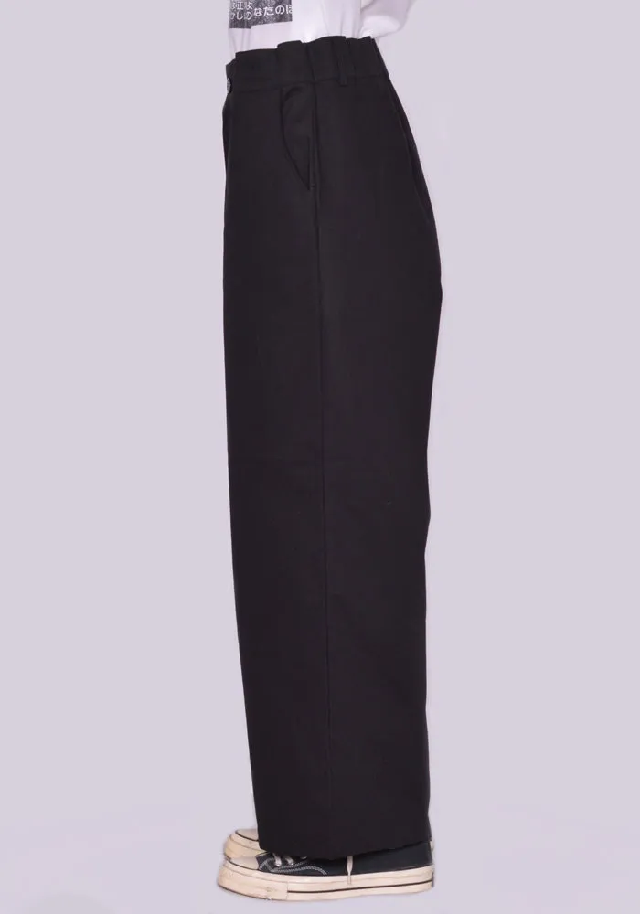 YUIKI SHIMOJI UNISEX HIGH WAIST WIDE PANTS BLACK