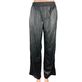 Zara Black Faux Leather Vegan Elastic Waist High Rise Stretch Wide Leg Pants M